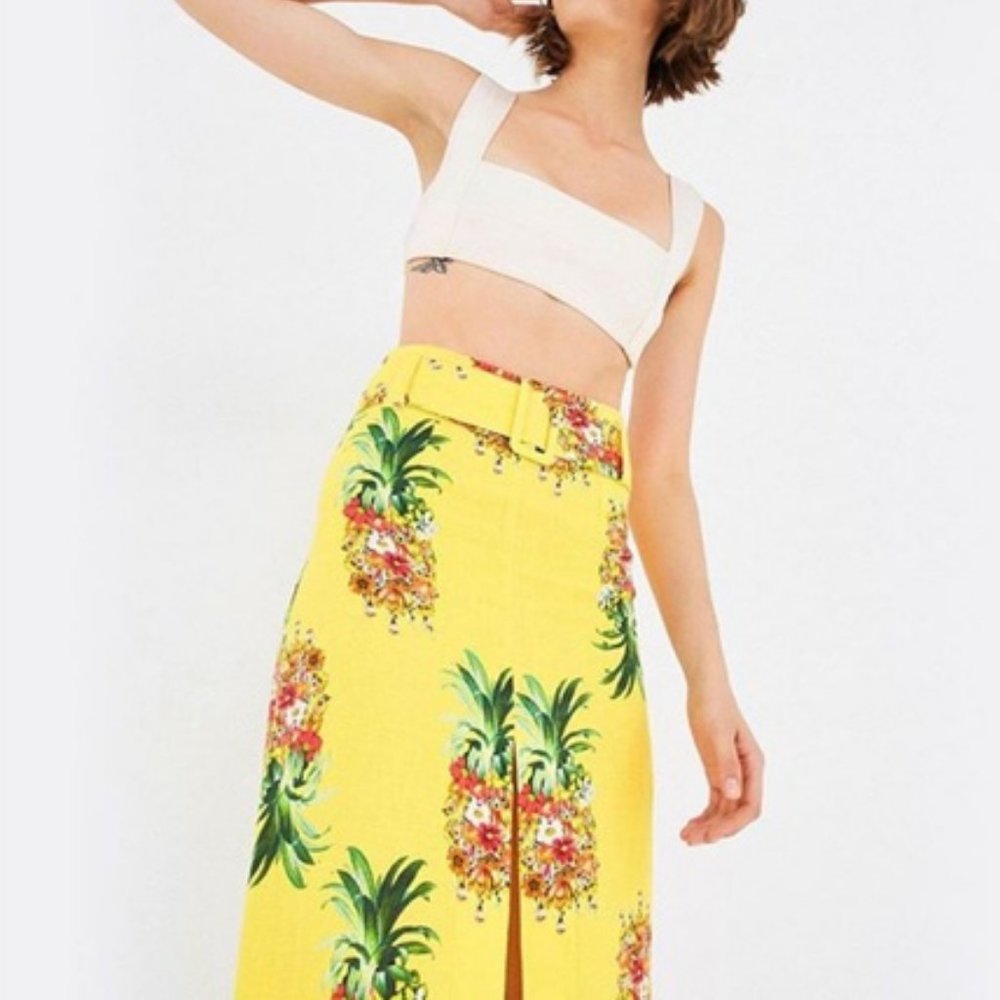 FARM Rio Yellow Pineapple-Print Maxi Skirt